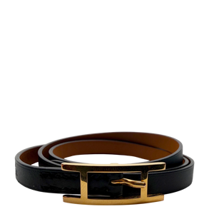Hermès Behapi Double Tour Wendearmband Noir Gold Kalbsleder