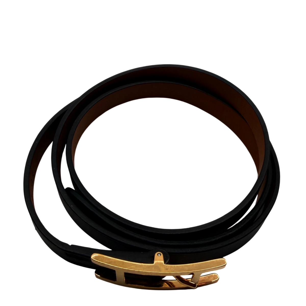 Hermès Behapi Double Tour Wendearmband Noir Gold Kalbsleder – Ansicht 3