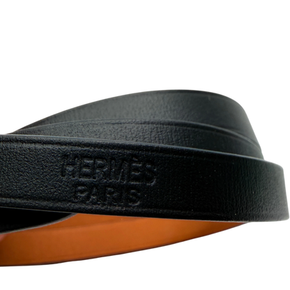 Hermès Behapi Double Tour Wendearmband Noir Gold Kalbsleder – Ansicht 4