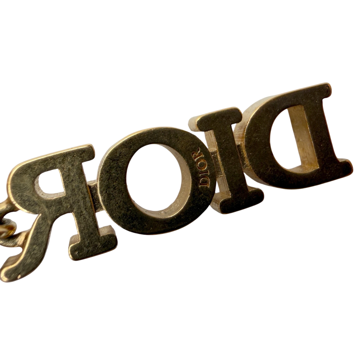 Dior Creolen Panzerkette mit DIOR Anhänger Kristalle Gold Finish