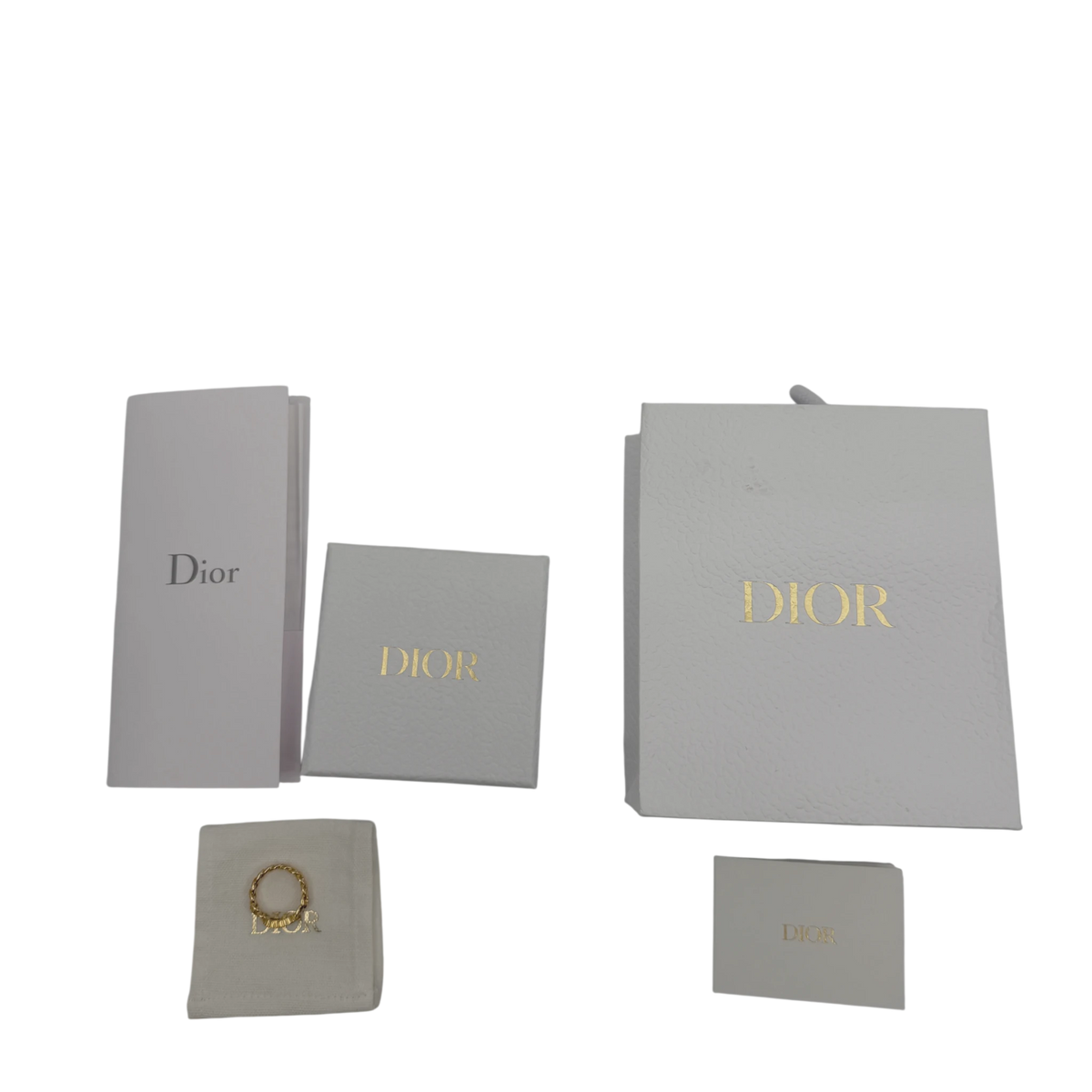 Dior Clair D Lune Chain Ring Kristalle Gold Finish Größe XS – Ansicht 5