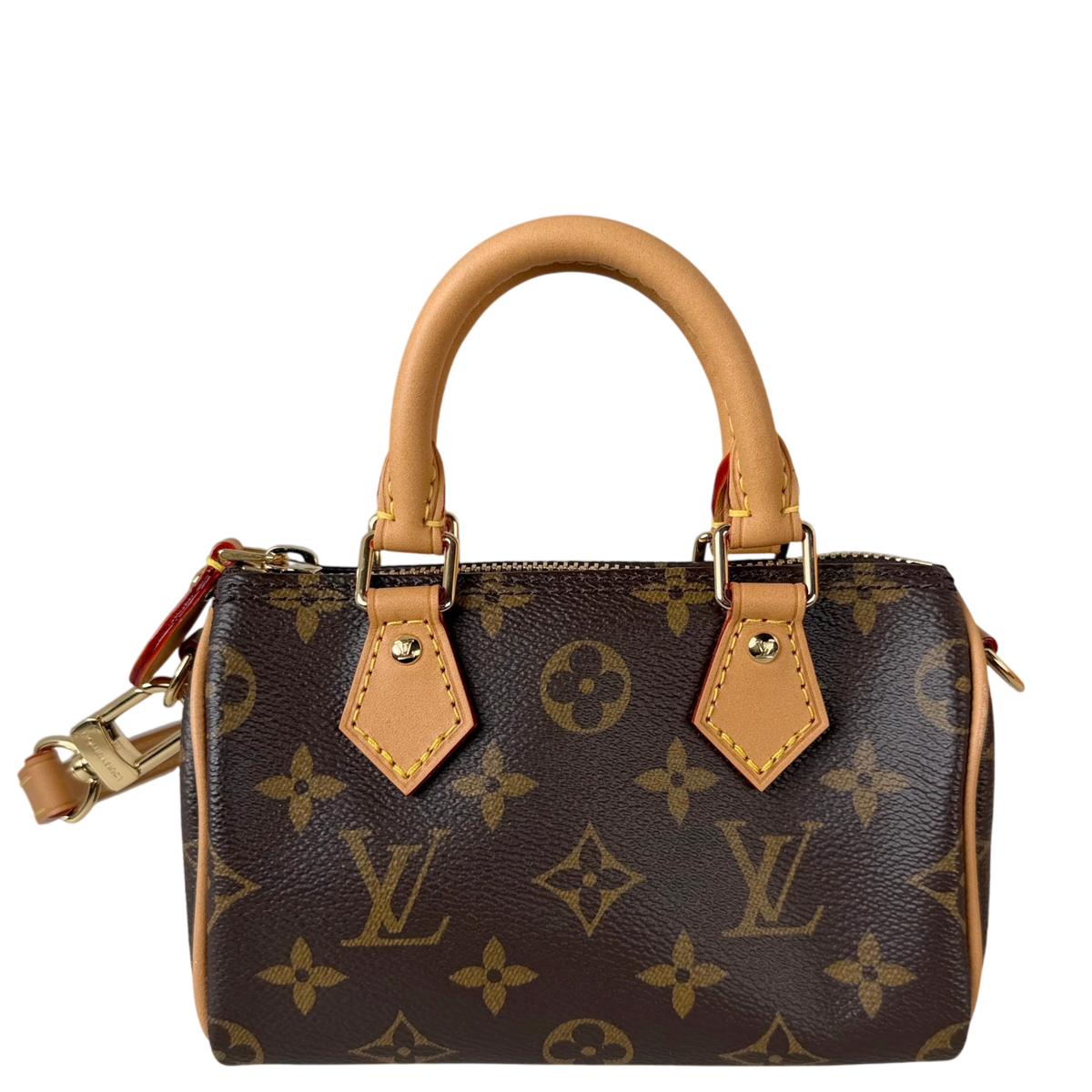 Louis Vuitton Nano Speedy Monogram Canvas Brown Gold with Strap