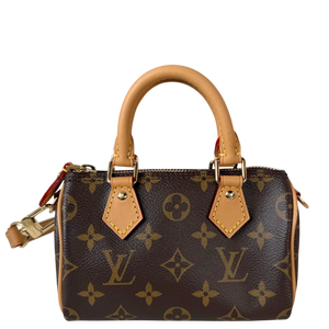 Louis Vuitton Nano Speedy Monogram Canvas Brown Gold with Strap