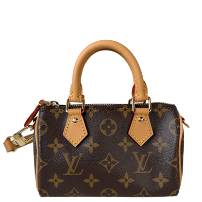Louis Vuitton Nano Speedy Monogram Canvas Brown Gold with Strap