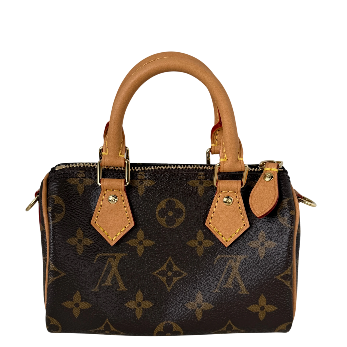 Louis Vuitton Nano Speedy Monogram Canvas Brown Gold with Strap