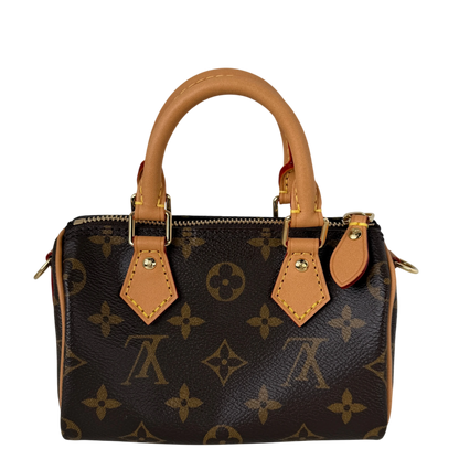 Louis Vuitton Nano Speedy Monogram Canvas Brown Gold with Strap