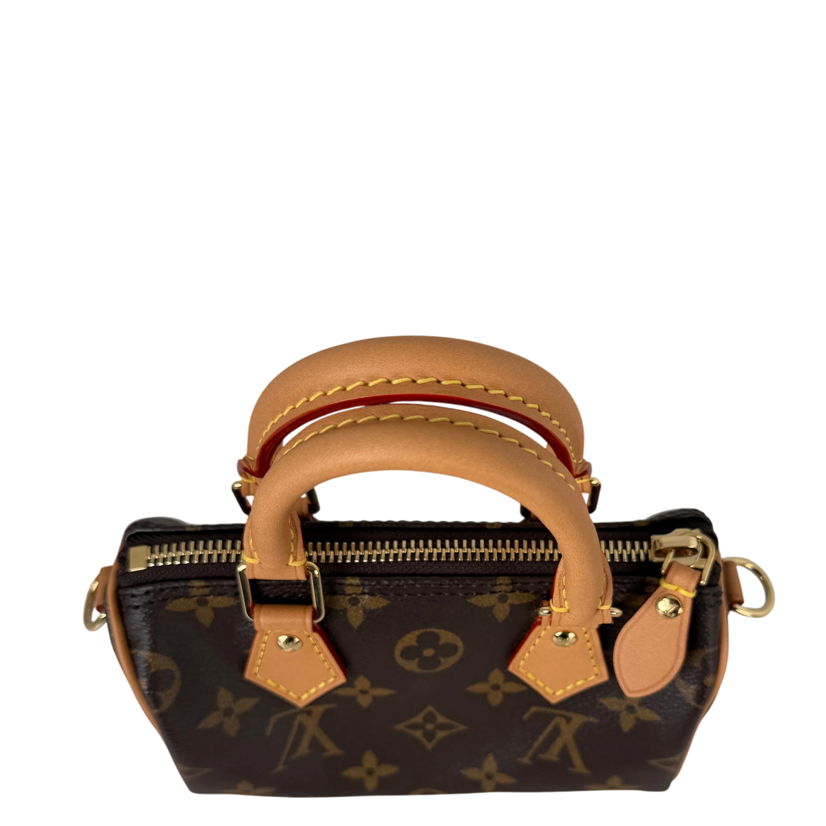 Louis Vuitton Nano Speedy Monogram Canvas Brown Gold with Strap