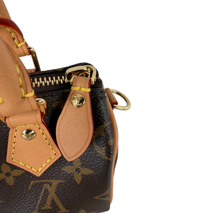 Louis Vuitton Nano Speedy Monogram Canvas Brown Gold with Strap