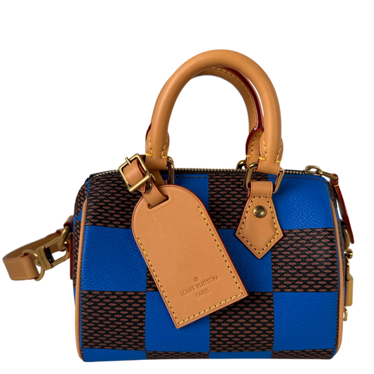 Louis Vuitton Speedy Bandoulière 18 Damier Pop Blue Brown Gold