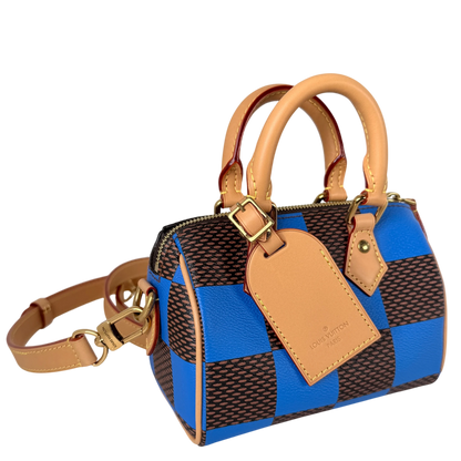 Louis Vuitton Speedy Bandoulière 18 Damier Pop Blau Braun Gold