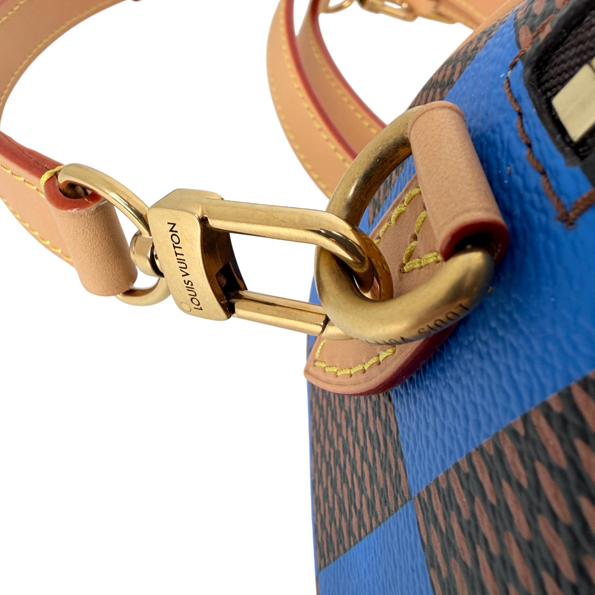 Louis Vuitton Speedy Bandoulière 18 Damier Pop Blau Braun Gold