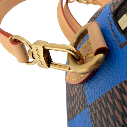 Louis Vuitton Speedy Bandoulière 18 Damier Pop Blau Braun Gold