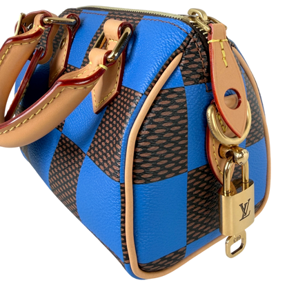 Louis Vuitton Speedy Bandoulière 18 Damier Pop Blau Braun Gold