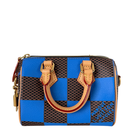 Louis Vuitton Speedy Bandoulière 18 Damier Pop Blau Braun Gold