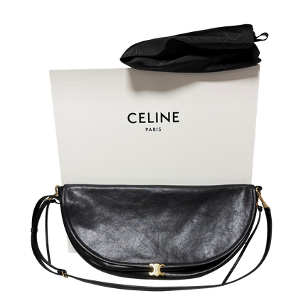 CELINE Halfmoon weiche Triomphe groß Leder schwarz Fullset / sehr gut CELINE