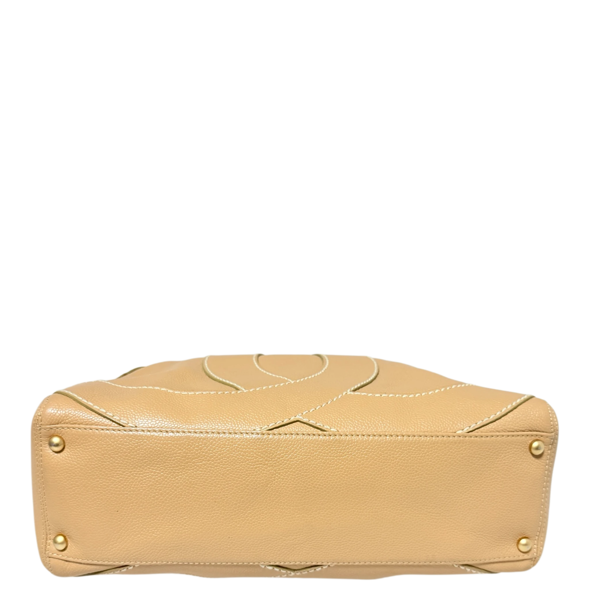 Chanel Vintage CC Stitch Schultertasche Kaviarleder beige braun / sehr gut Chanel