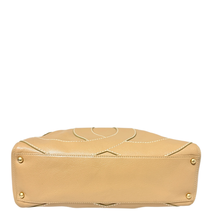 Chanel Vintage CC Stitch Schultertasche Kaviarleder beige braun / sehr gut Chanel