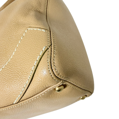 Chanel Vintage CC Stitch Schultertasche Kaviarleder beige braun / sehr gut Chanel
