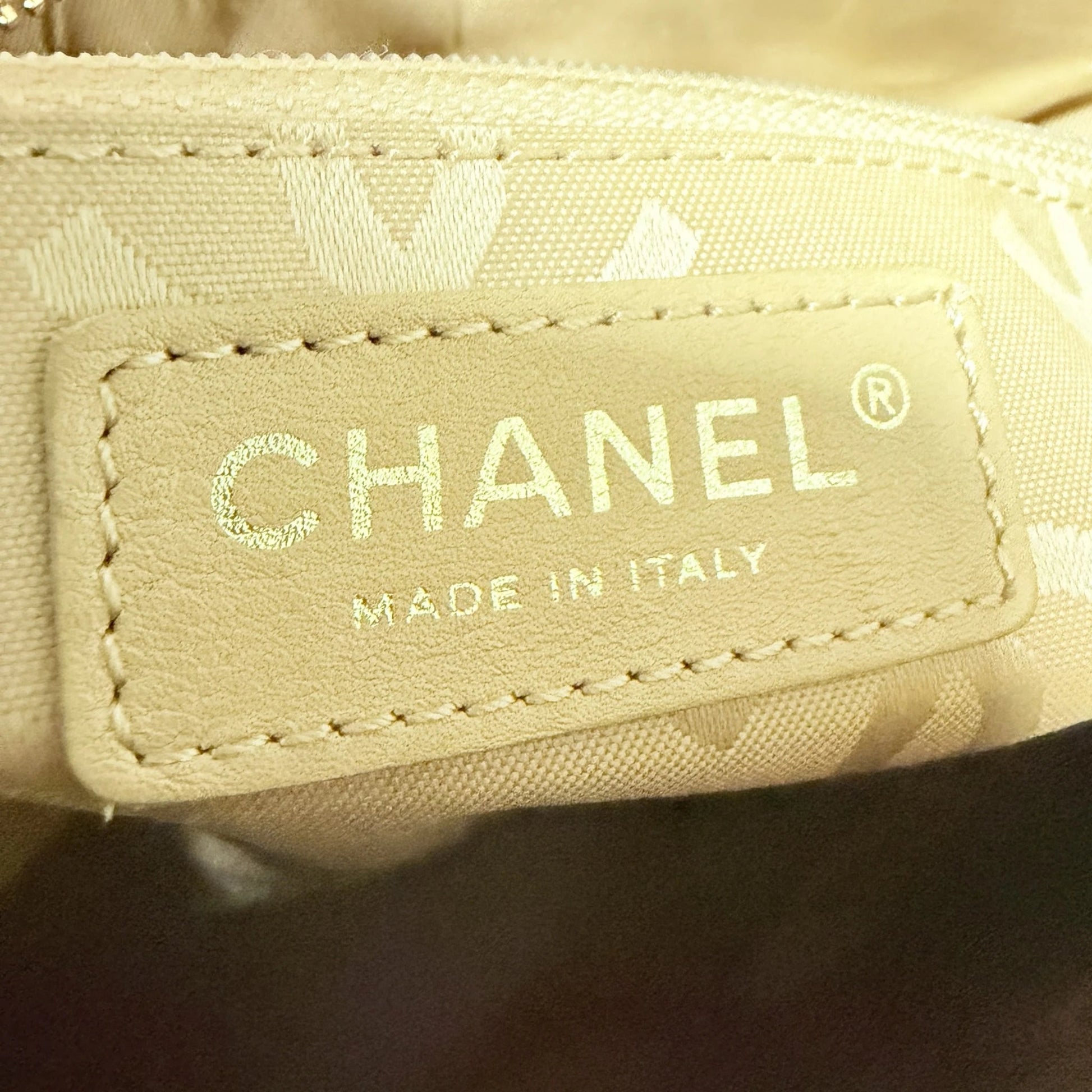 Chanel Vintage CC Stitch Schultertasche Kaviarleder beige braun / sehr gut Chanel