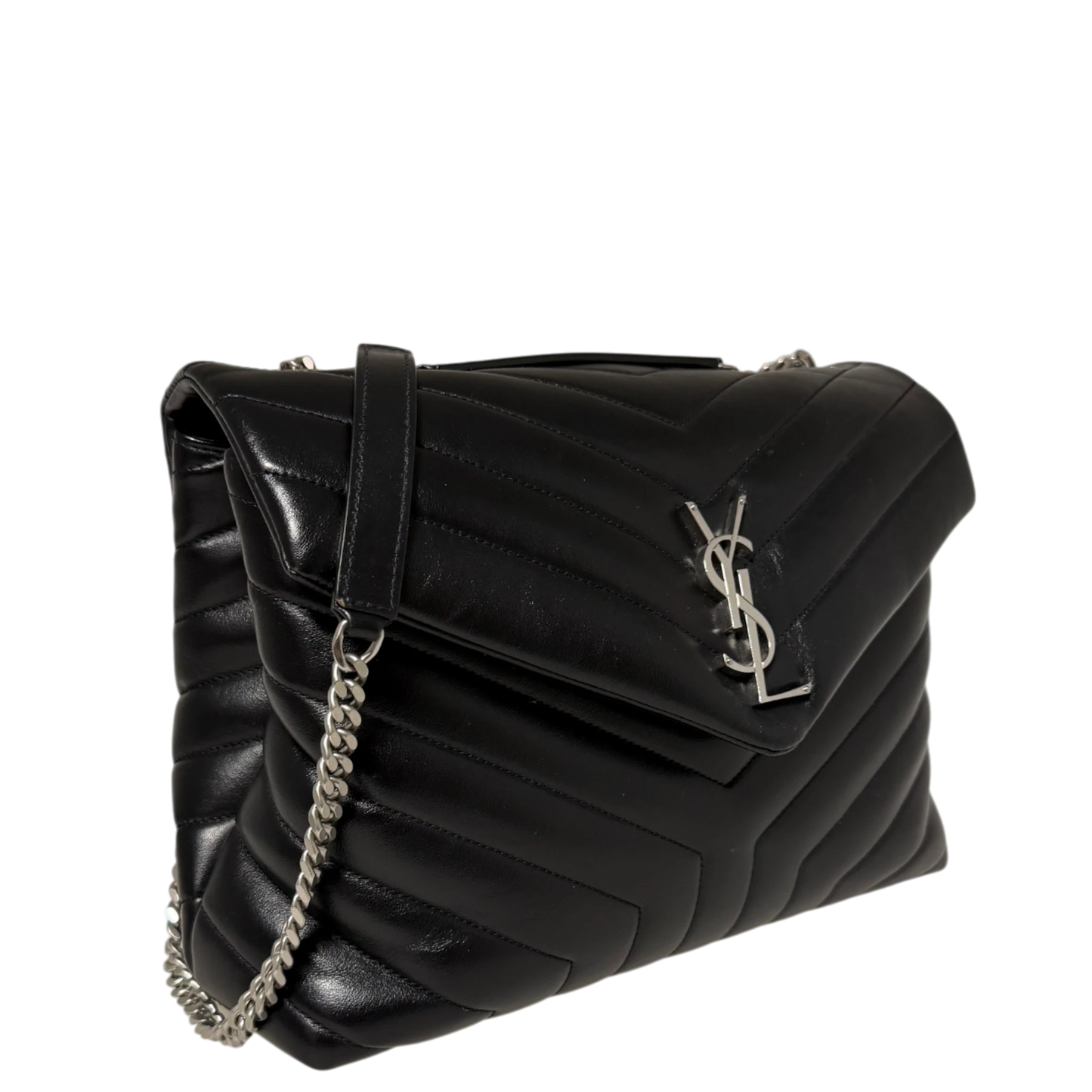 Saint Laurent LouLou Medium Leder schwarz silberne Hardware / sehr gut Saint Laurent