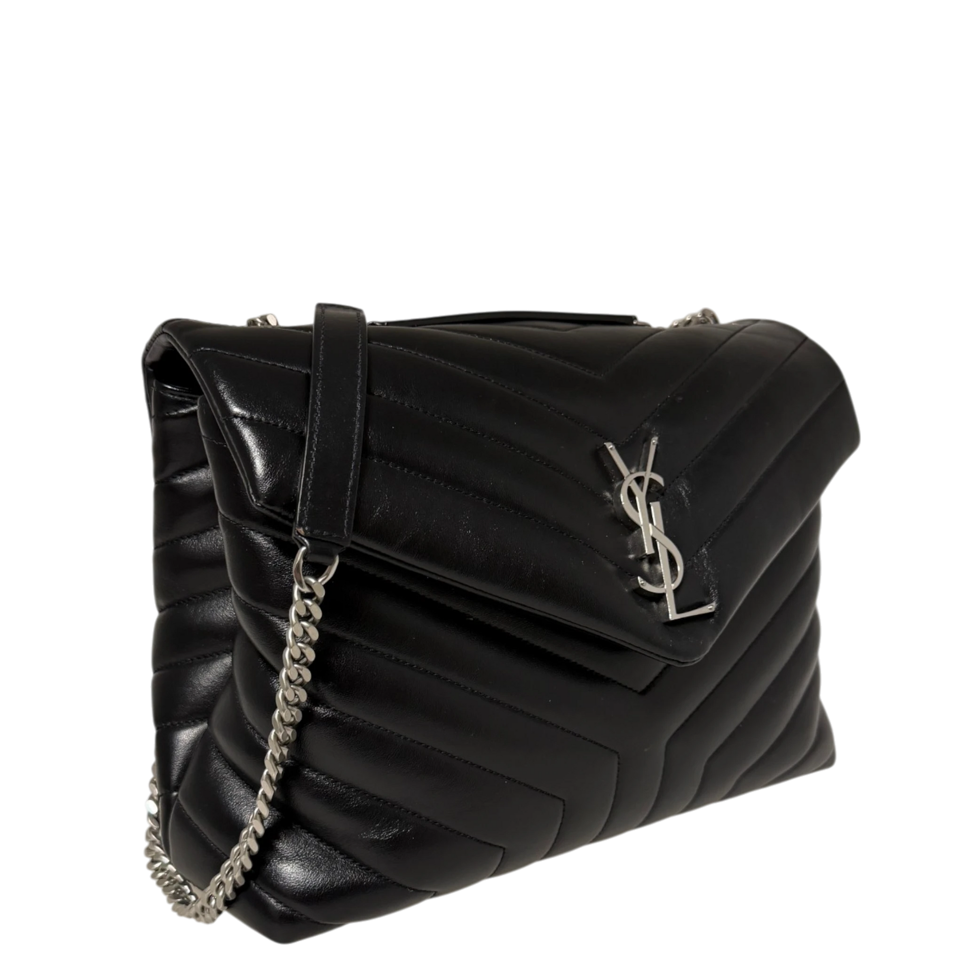 Saint Laurent LouLou Medium Leder schwarz silberne Hardware / sehr gut Saint Laurent