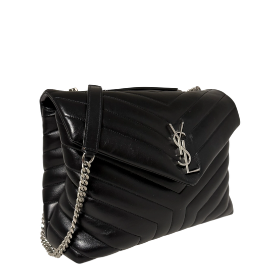 Saint Laurent LouLou Medium Leder schwarz silberne Hardware / sehr gut Saint Laurent