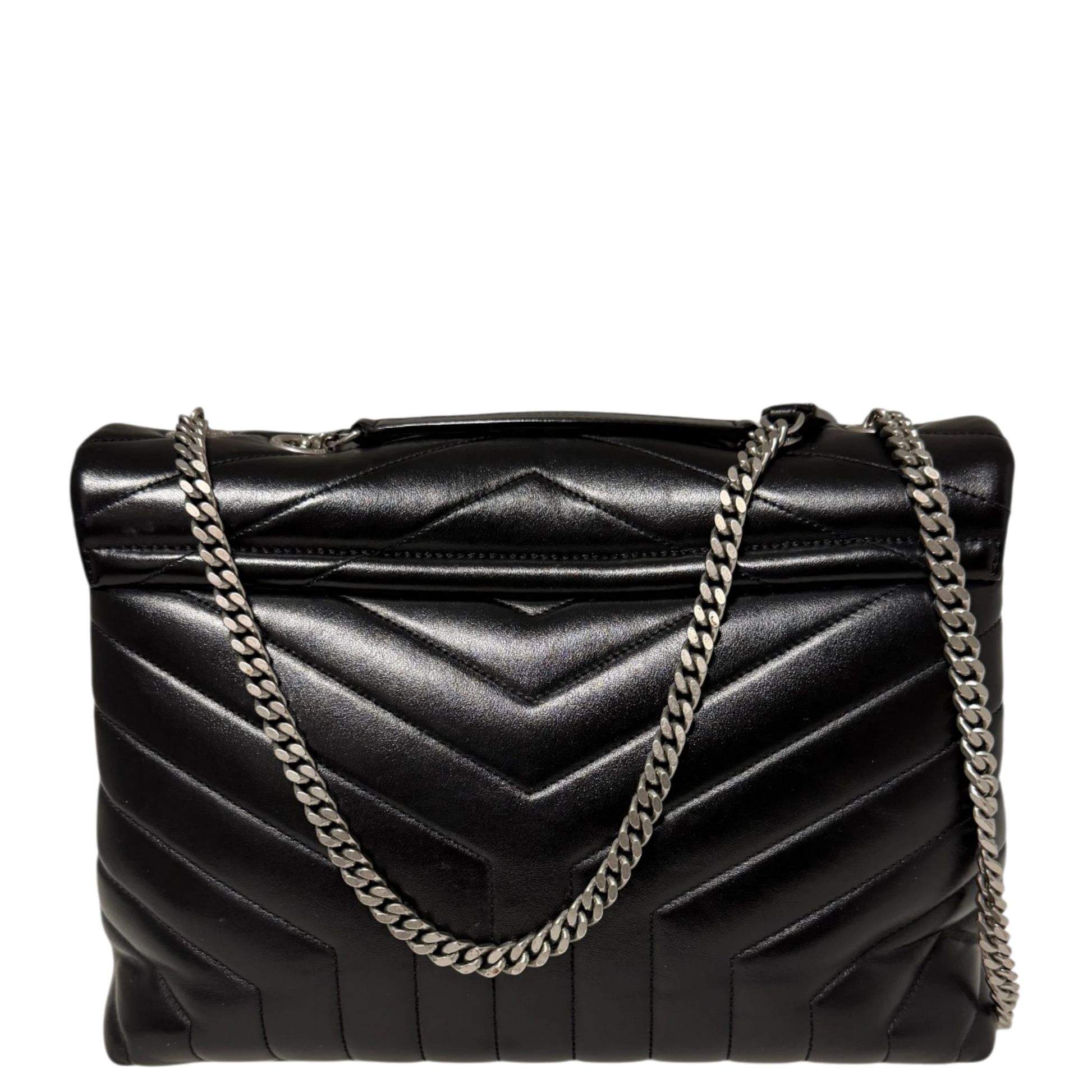 Saint Laurent LouLou Medium Leder schwarz silberne Hardware / sehr gut Saint Laurent