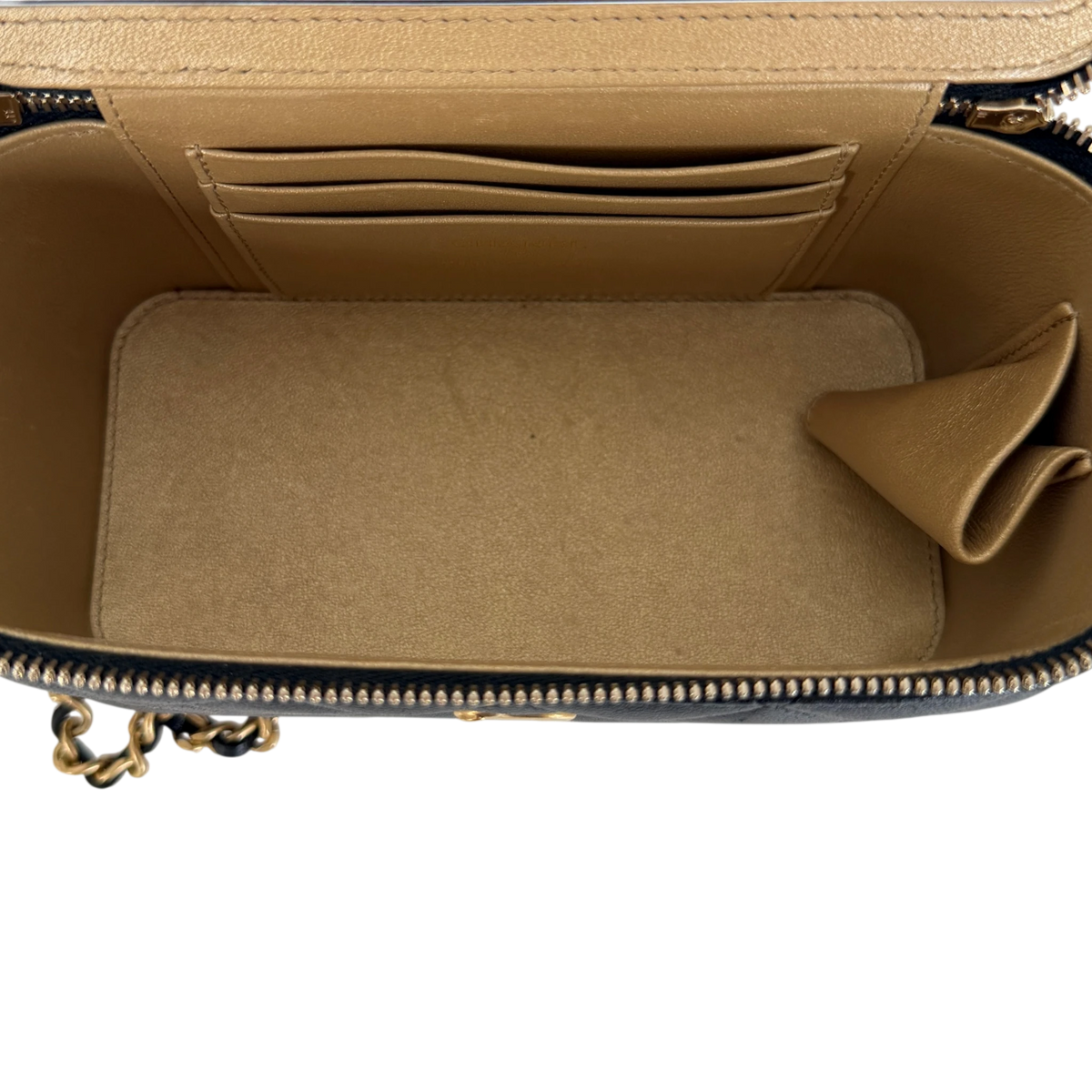 Chanel Vanity with Chain Pearl Crush Lambskin Black Gold