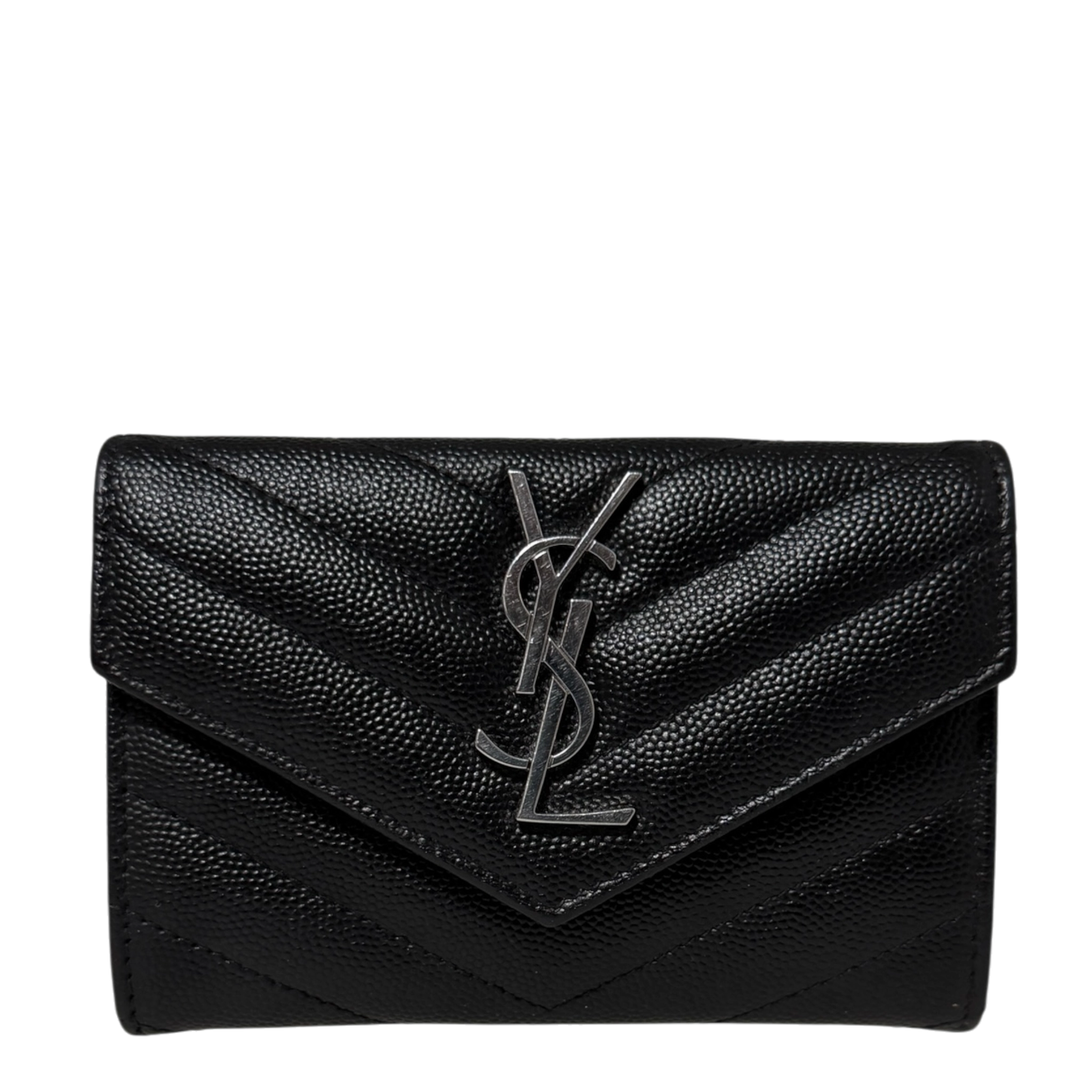 Saint Laurent Cassandre Geldbörse small Leder silberne Hardware / sehr gut Saint Laurent