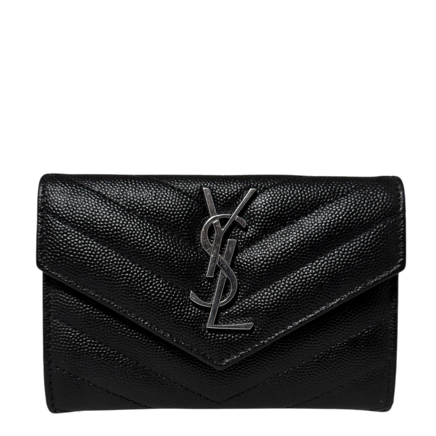 Saint Laurent Cassandre Geldbörse small Leder silberne Hardware / sehr gut Saint Laurent