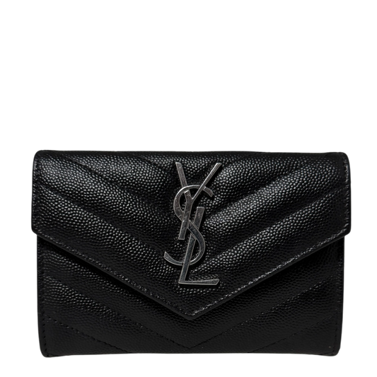 Saint Laurent Cassandre Geldbörse small Leder silberne Hardware / sehr gut Saint Laurent