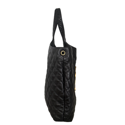 Saint Laurent ICARE Maxi-Shopper aus gestepptem Lammleder Schwarz / sehr gut Saint Laurent