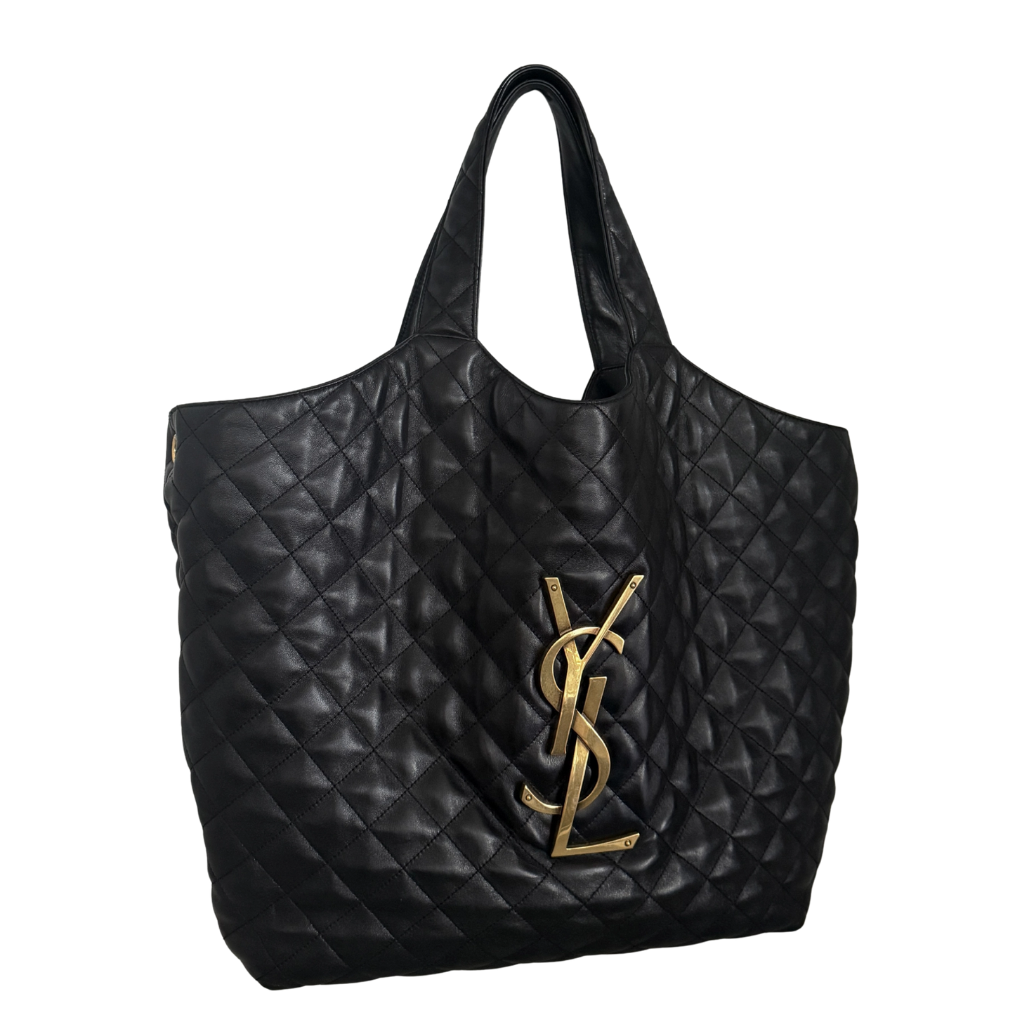 Saint Laurent ICARE Maxi-Shopper aus gestepptem Lammleder Schwarz / sehr gut Saint Laurent