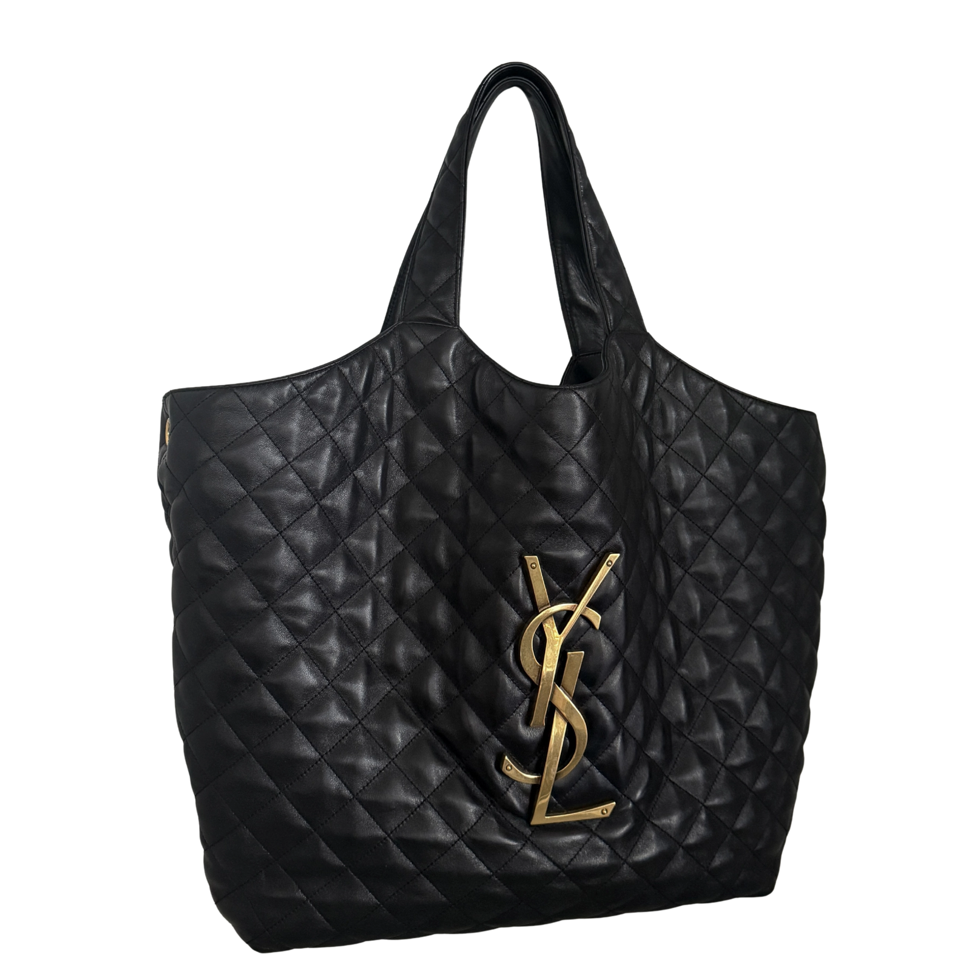 Saint Laurent ICARE Maxi-Shopper aus gestepptem Lammleder Schwarz / sehr gut Saint Laurent