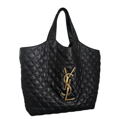 Saint Laurent ICARE Maxi-Shopper aus gestepptem Lammleder Schwarz / sehr gut Saint Laurent