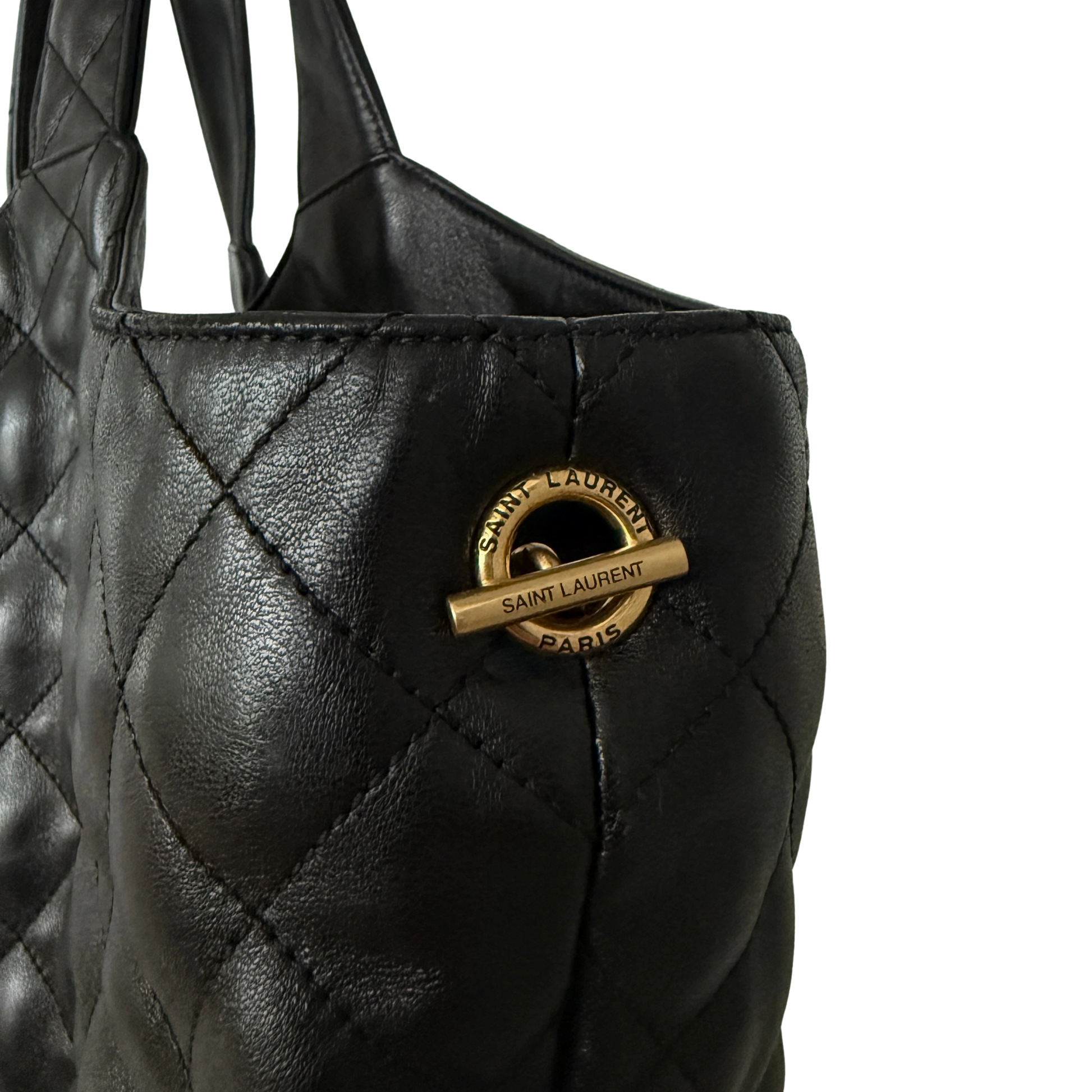Saint Laurent ICARE Maxi-Shopper aus gestepptem Lammleder Schwarz / sehr gut Saint Laurent