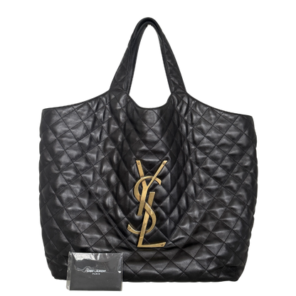 Saint Laurent ICARE Maxi-Shopper aus gestepptem Lammleder Schwarz / sehr gut Saint Laurent