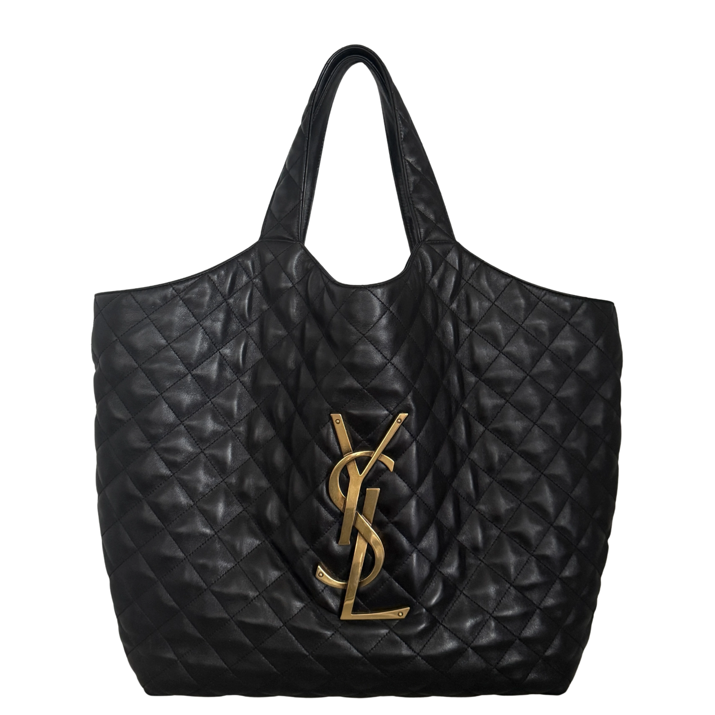 Saint Laurent ICARE Maxi-Shopper aus gestepptem Lammleder Schwarz / sehr gut Saint Laurent