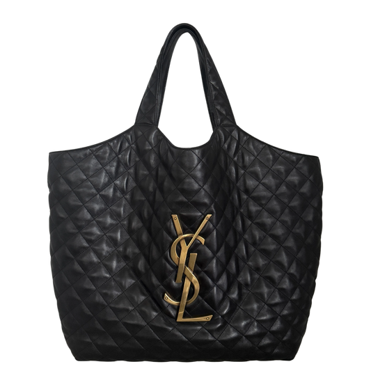 Saint Laurent ICARE Maxi-Shopper aus gestepptem Lammleder Schwarz / sehr gut Saint Laurent
