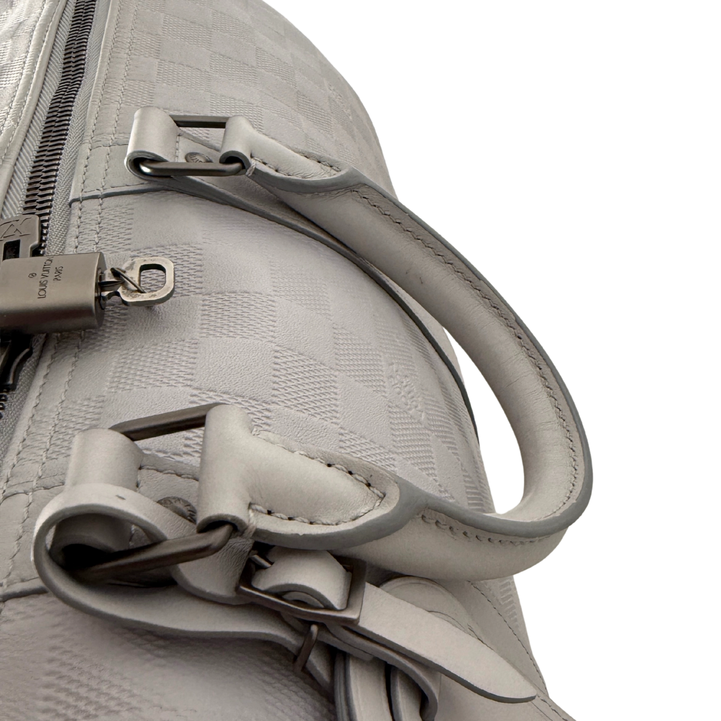 Louis Vuitton Infiniti Keepall 45 Bandouliere Reisetasche Hellgrau / sehr gut