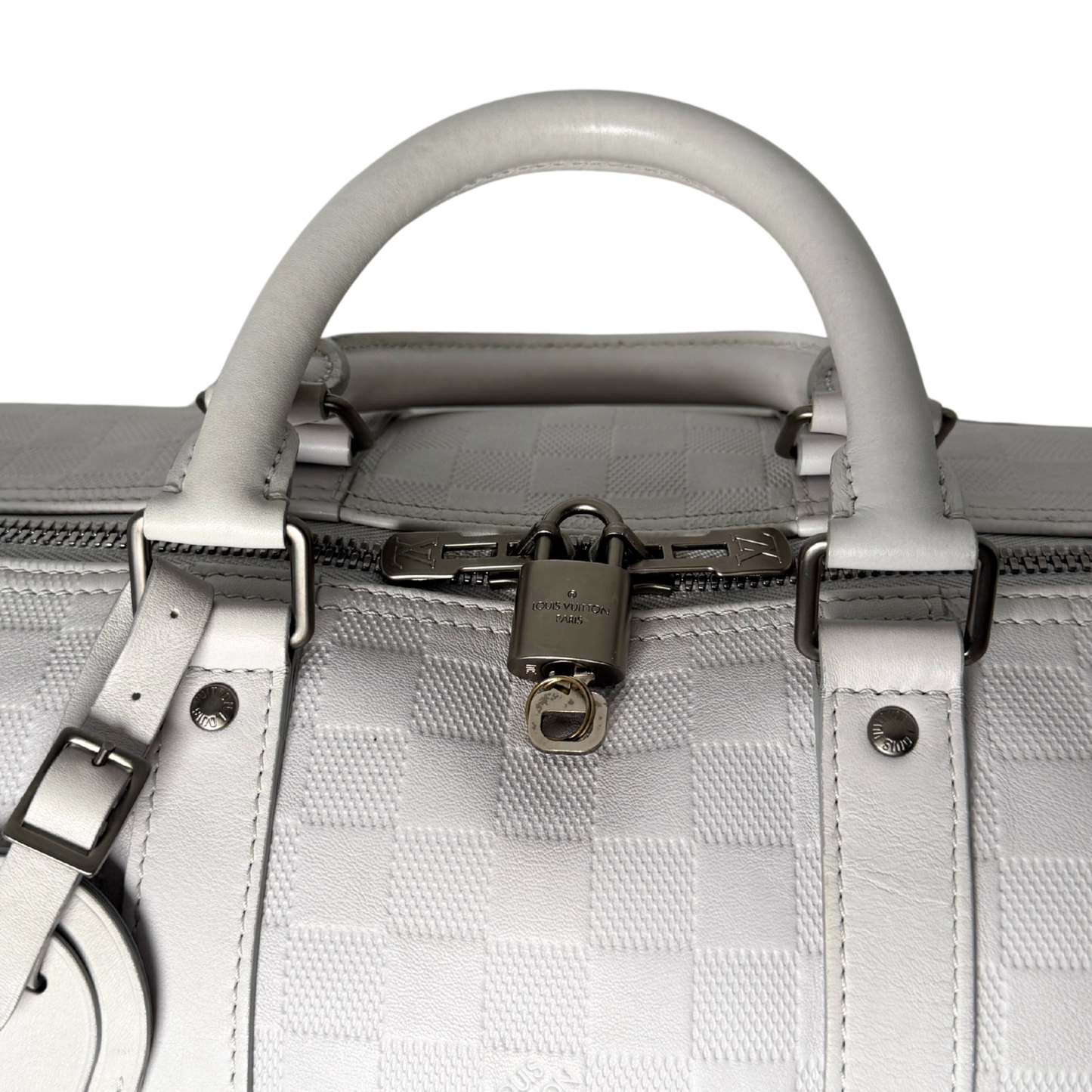 Louis Vuitton Infiniti Keepall 45 Bandouliere Reisetasche Hellgrau / sehr gut