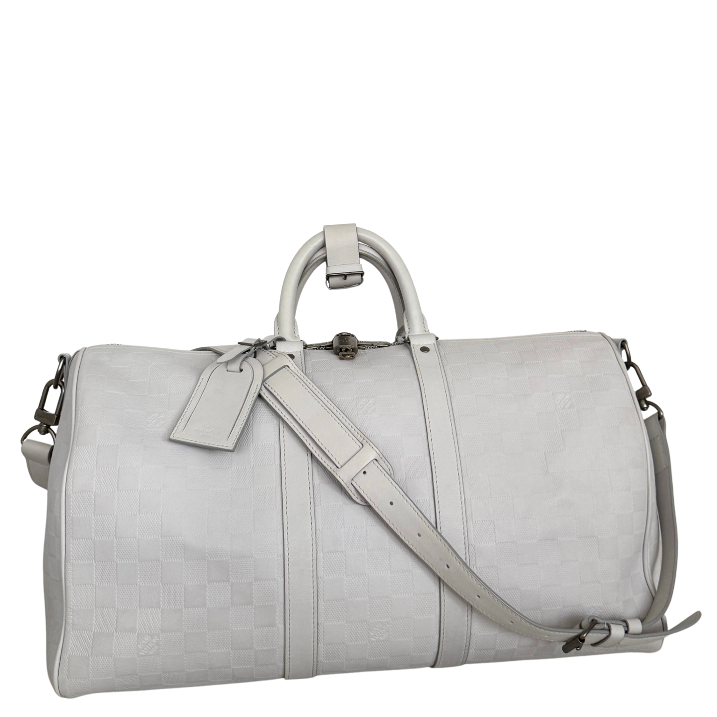 Louis Vuitton Infiniti Keepall 45 Bandouliere Reisetasche Hellgrau / sehr gut