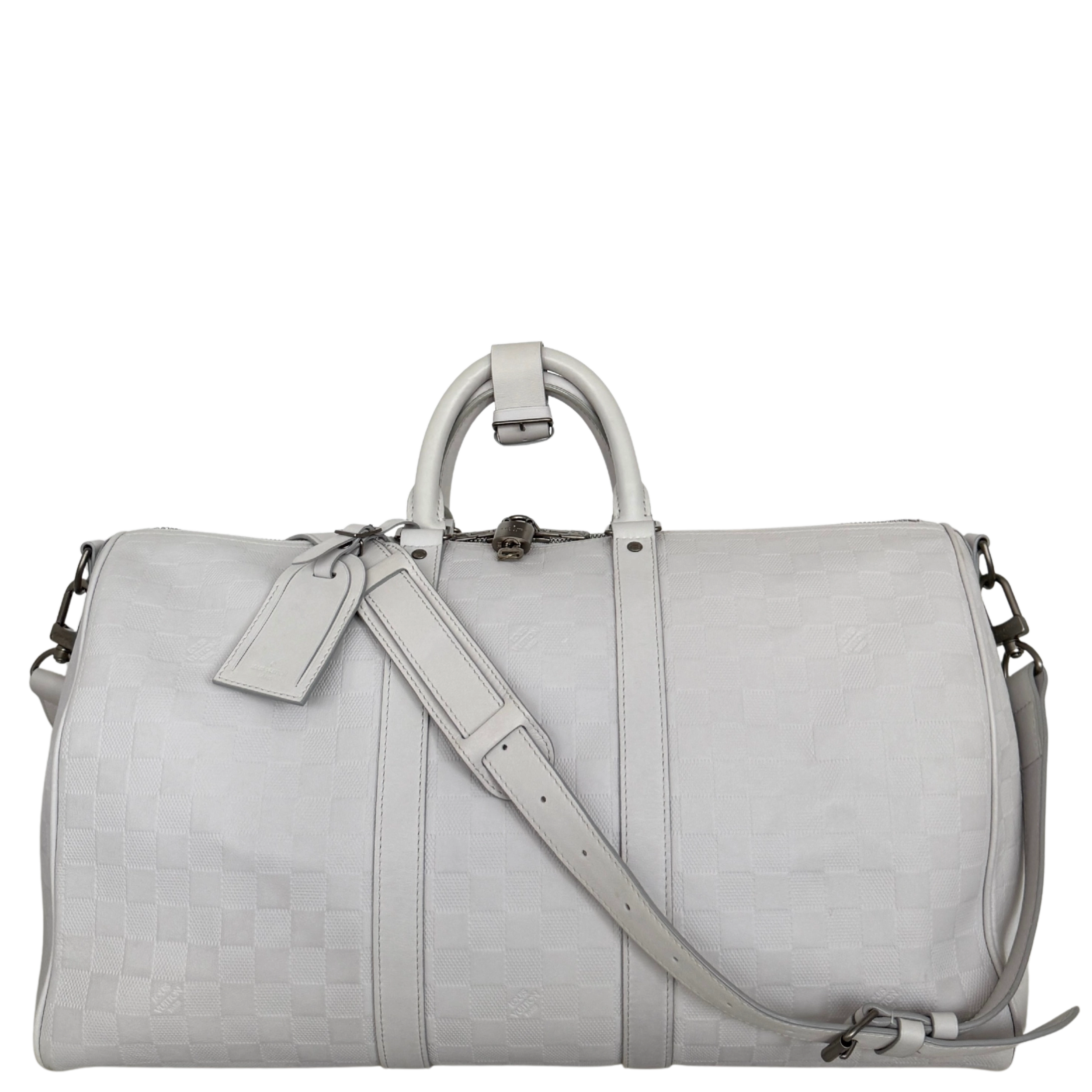 Louis Vuitton Infiniti Keepall 45 Bandouliere Reisetasche Hellgrau / sehr gut