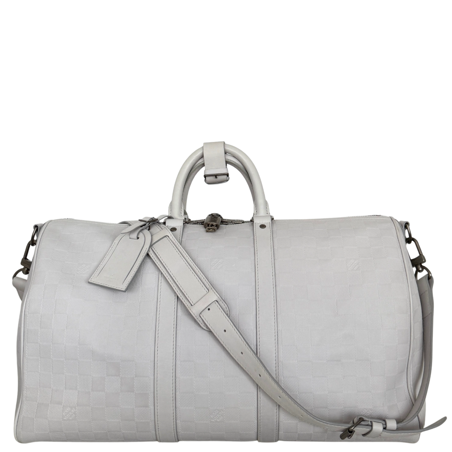 Louis Vuitton Infiniti Keepall 45 Bandouliere Reisetasche Hellgrau / sehr gut