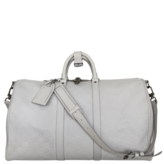 Louis Vuitton Infiniti Keepall 45 Bandouliere Reisetasche Hellgrau / sehr gut