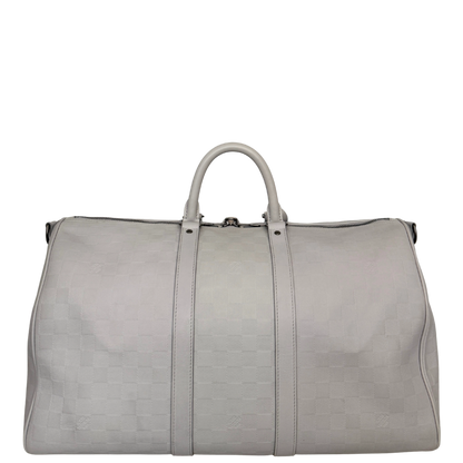 Louis Vuitton Infiniti Keepall 45 Bandouliere Reisetasche Hellgrau / sehr gut