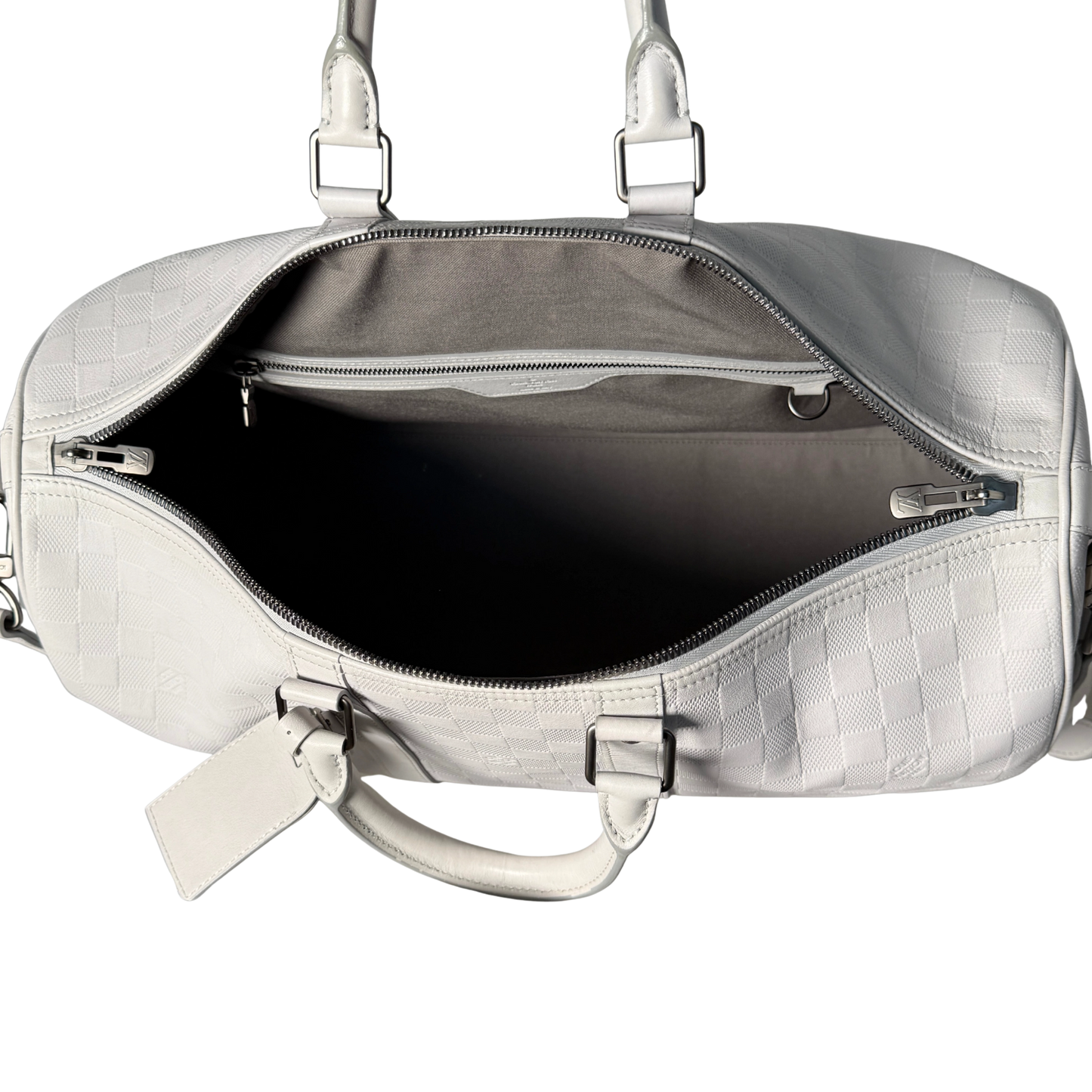 Louis Vuitton Infiniti Keepall 45 Bandouliere Reisetasche Hellgrau / sehr gut