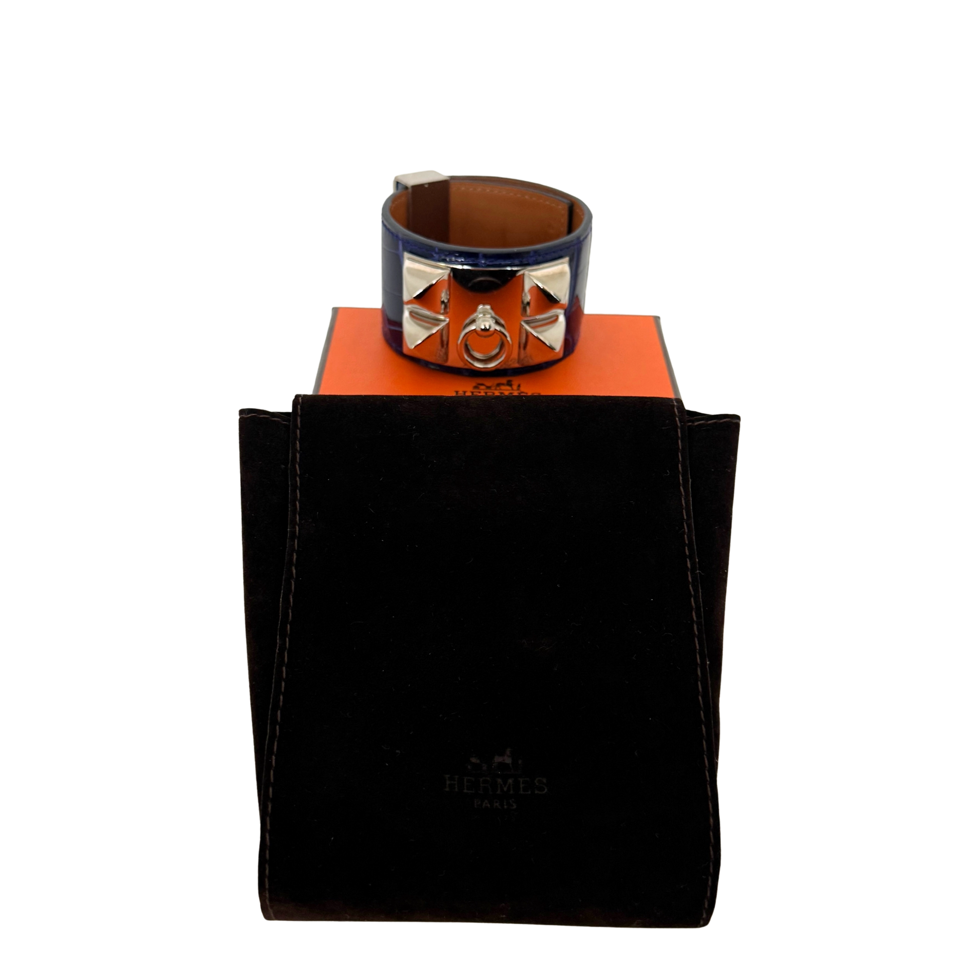 Hermès Collier de Chien aus Alligatorleder Blau / sehr gut Hermès