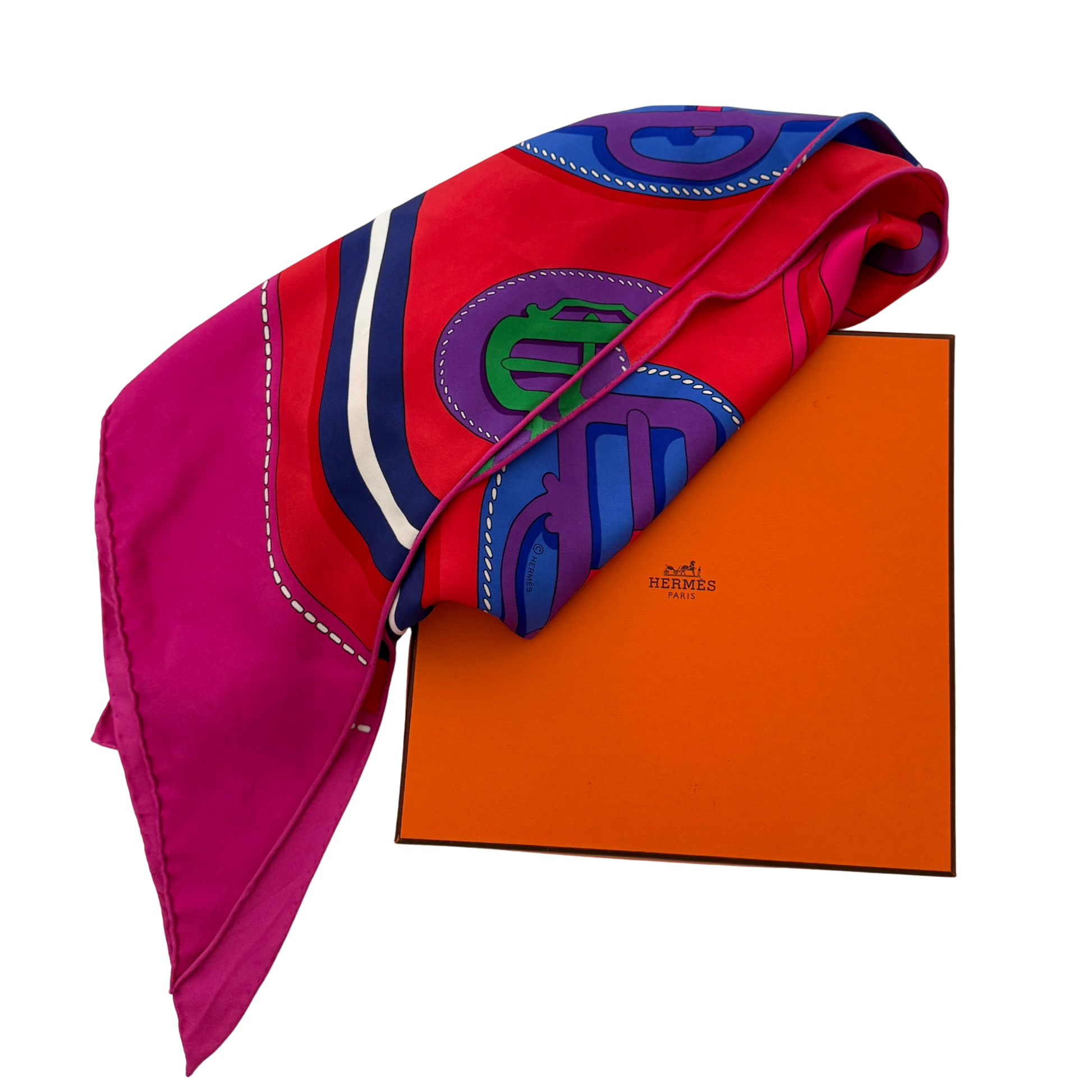 Hermès Dreieckstuch Moderne Rot Pink / neuwertig Hermès