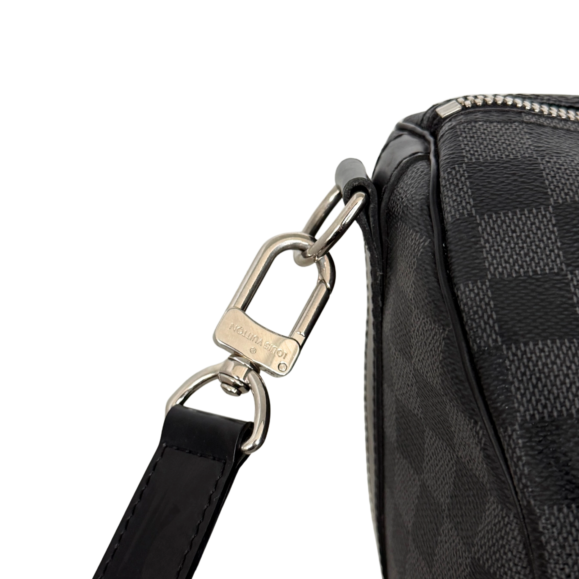 Louis Vuitton Keepall 45 mit Schulterriemen in Damier Graphite Canvas N41418 Schwarz / gut Louis Vuitton